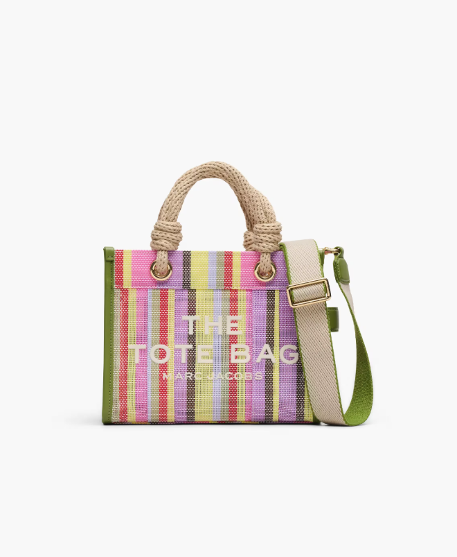 The Stripe Mesh Small Tote Bag Purple Multi